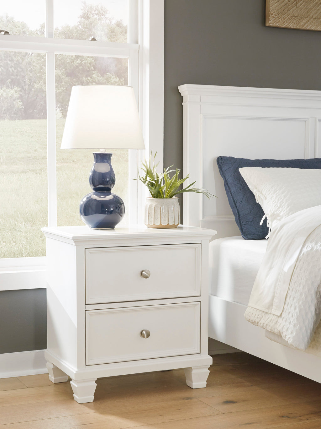Fortman White King Panel 5-Piece Bedroom Set w/ 2 Nightstands