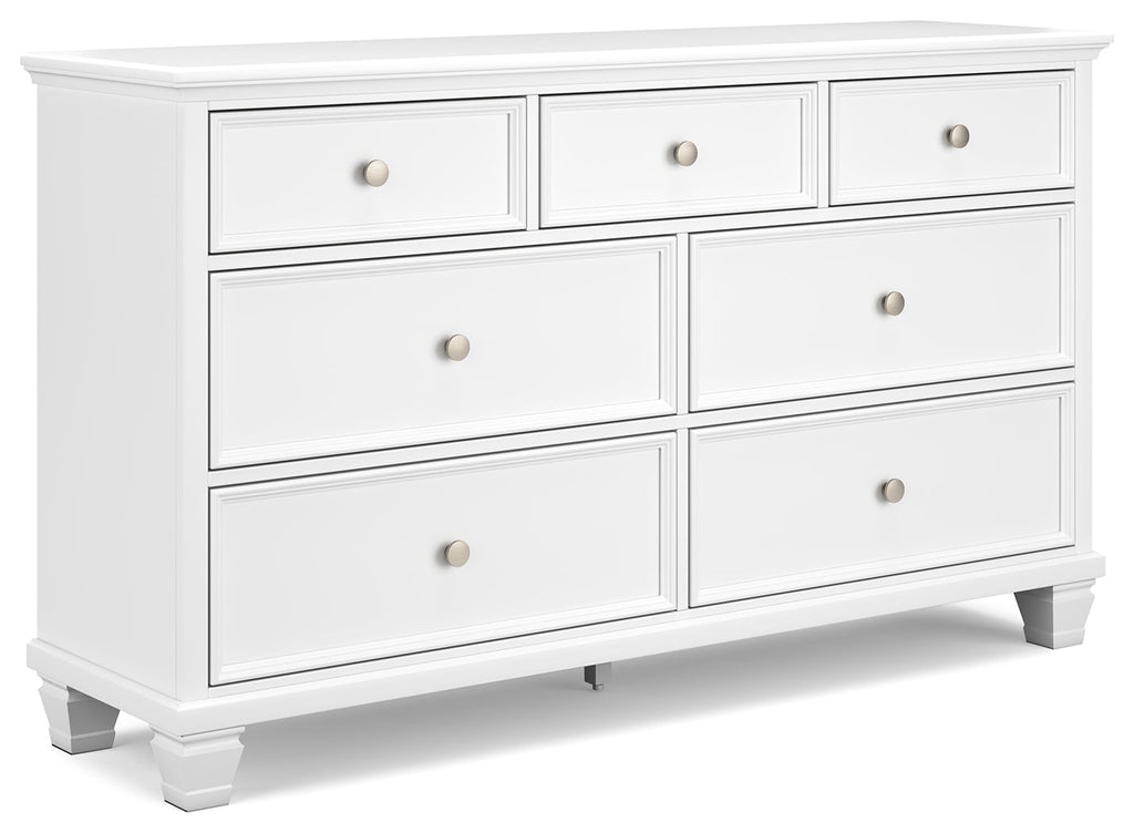 Fortman White King Panel Bed & Dresser & 2 Nightstands