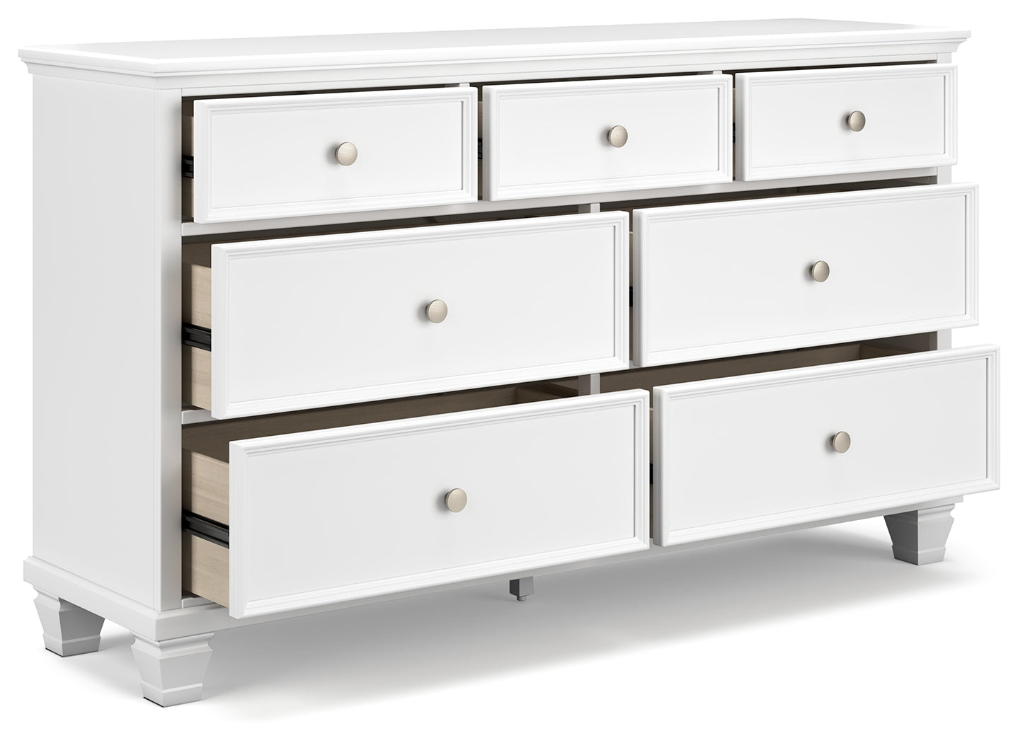 Fortman White King Panel Bed & Dresser & 2 Nightstands
