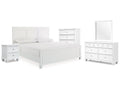 Fortman King Panel Bed, Dresser, Mirror, Chest and Nightstand, White