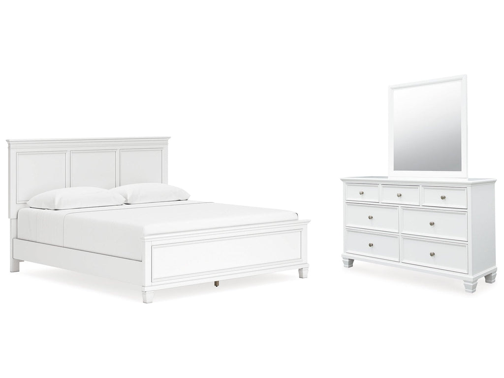 Fortman White King Panel Bed & Dresser & Mirror