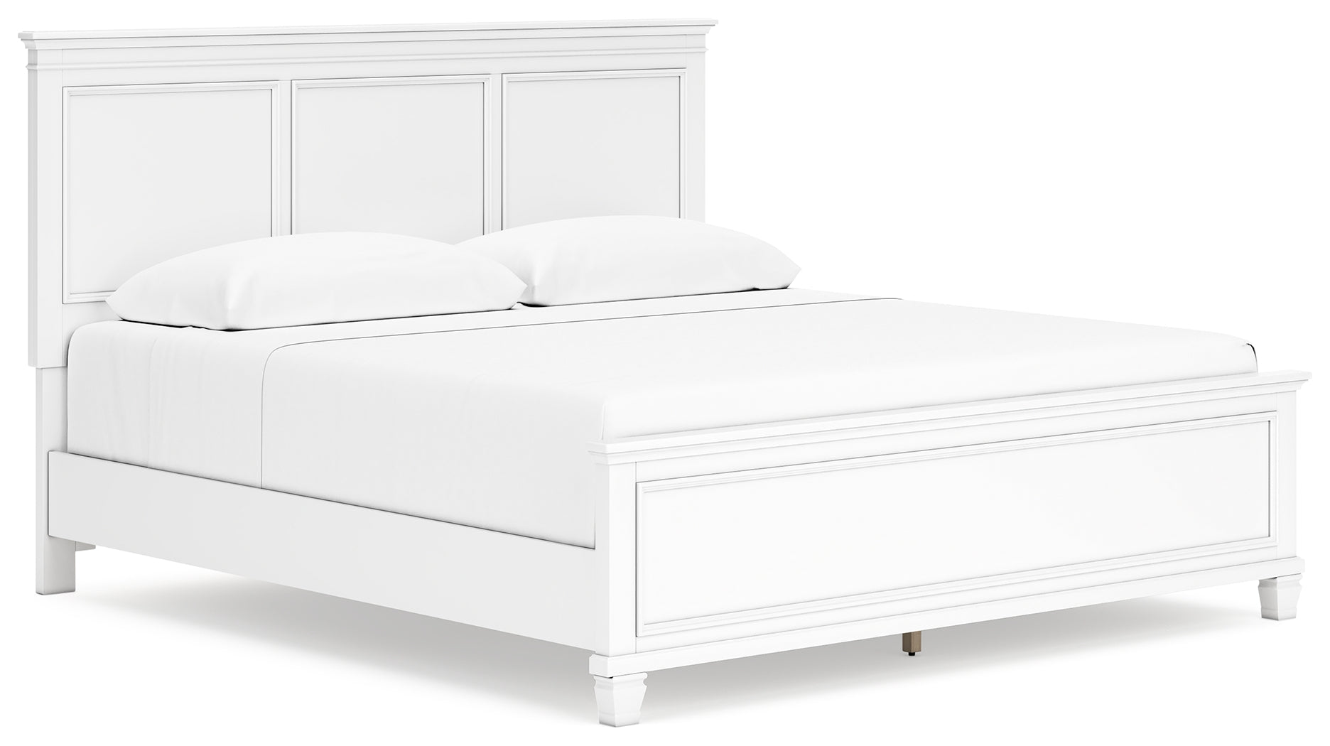 Fortman King Panel Bed, Dresser, Mirror and Nightstand, White