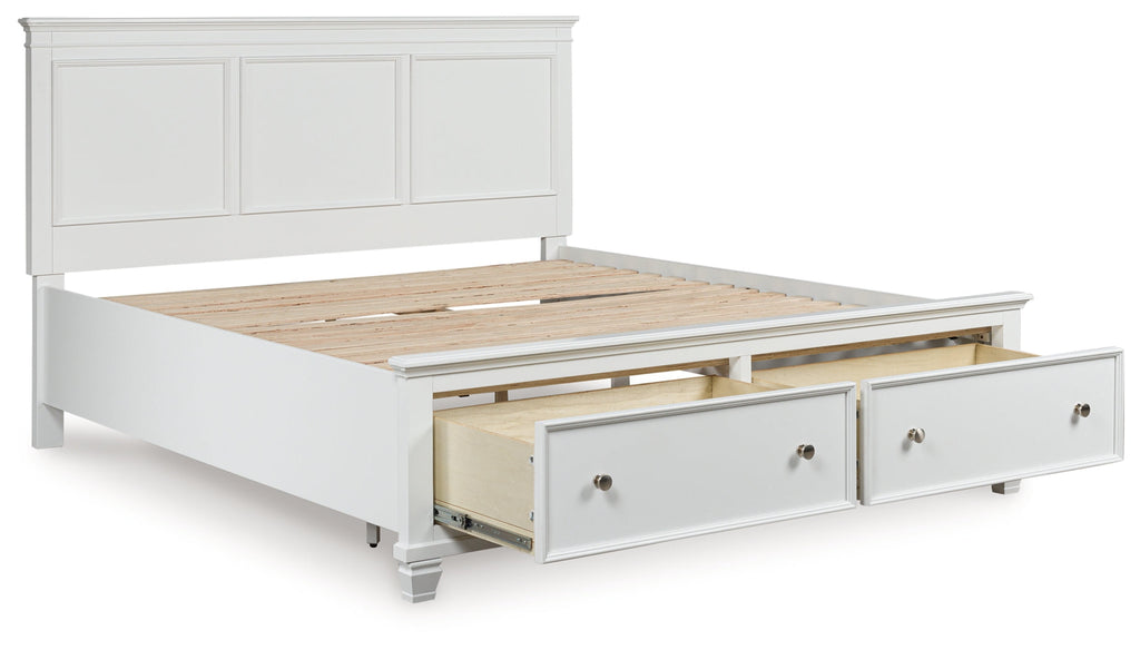 Fortman White King Panel Storage Bed