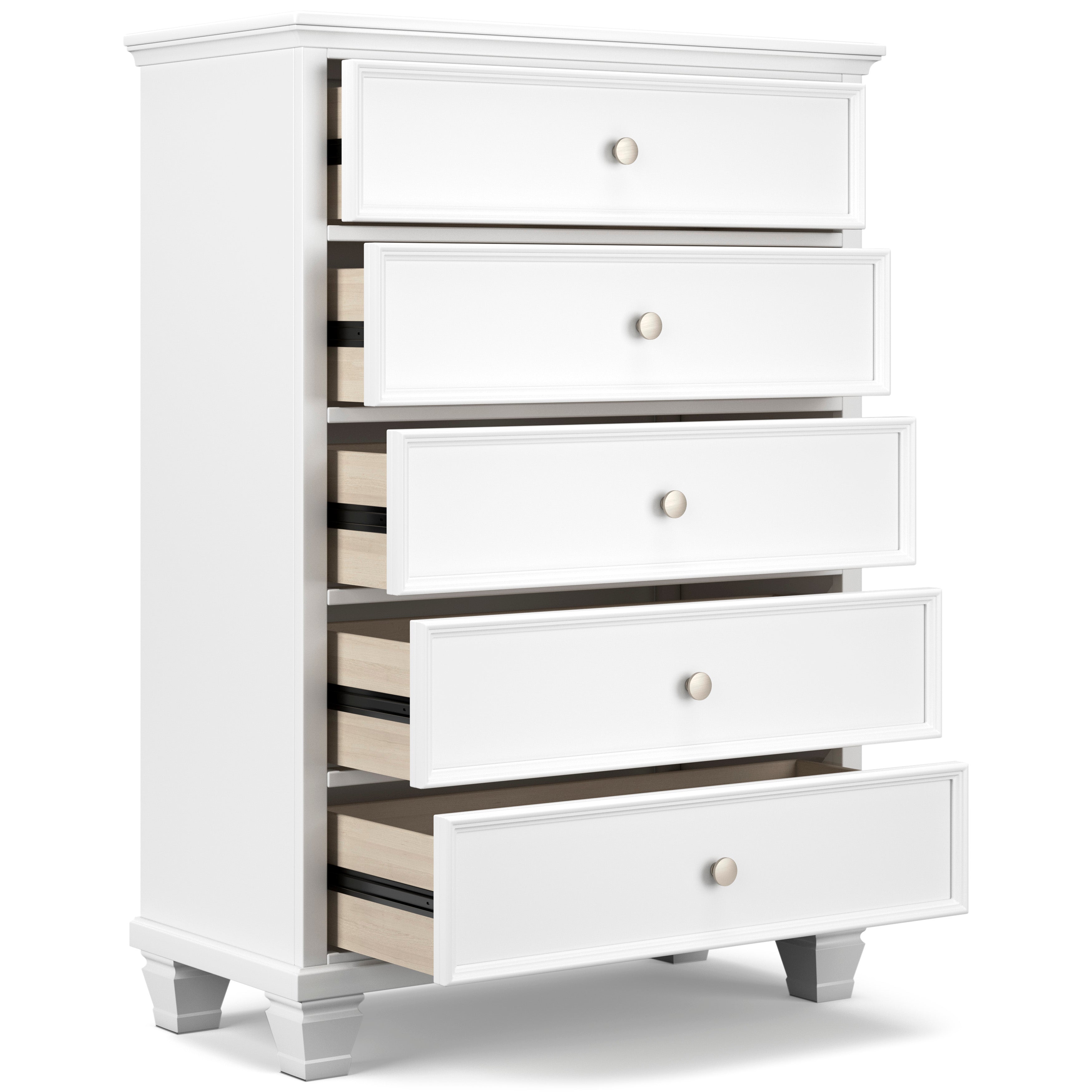 Fortman White Queen Panel 5-Piece Bedroom Set