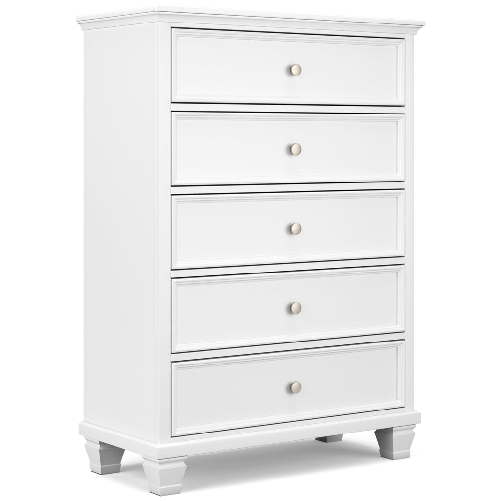 Fortman White Queen Panel 6-Piece Bedroom Set w/ 2 Nightstands