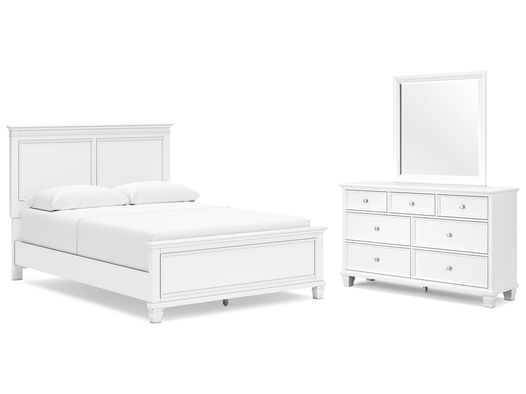 Fortman White Queen Panel Bed & Dresser & Mirror