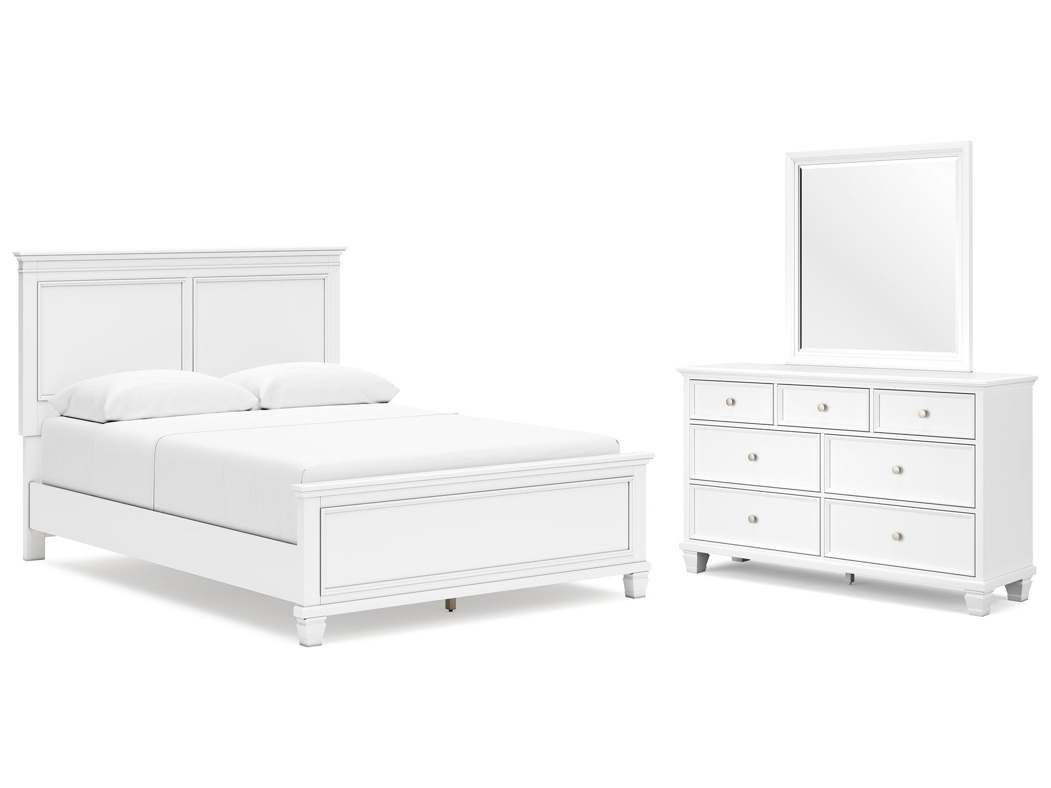 Fortman White Queen Panel Bed & Dresser & Mirror