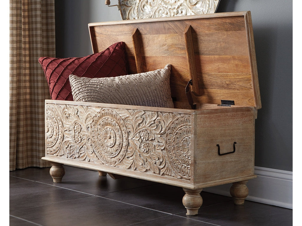 Fossil Ridge Beige Storage Bench