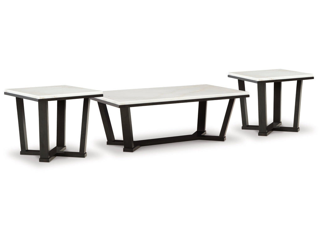 Fostead White/Espresso Coffee Table and 2 Ends