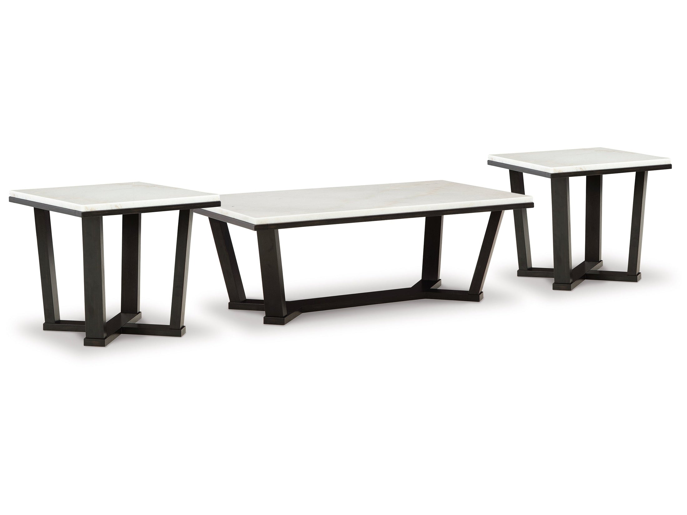 Fostead White/Espresso Coffee Table and 2 Ends