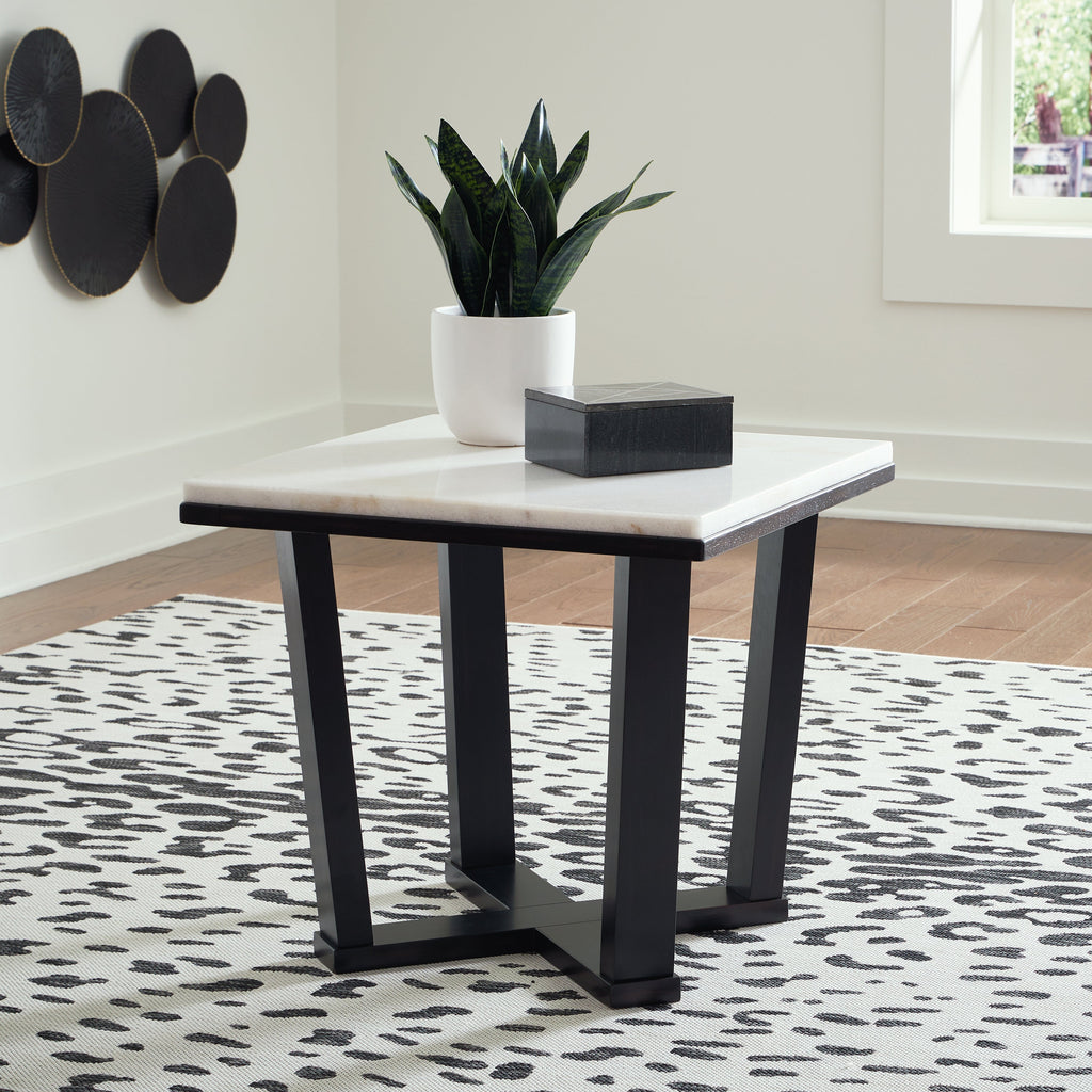 Fostead White/Espresso Coffee Table and 2 Ends
