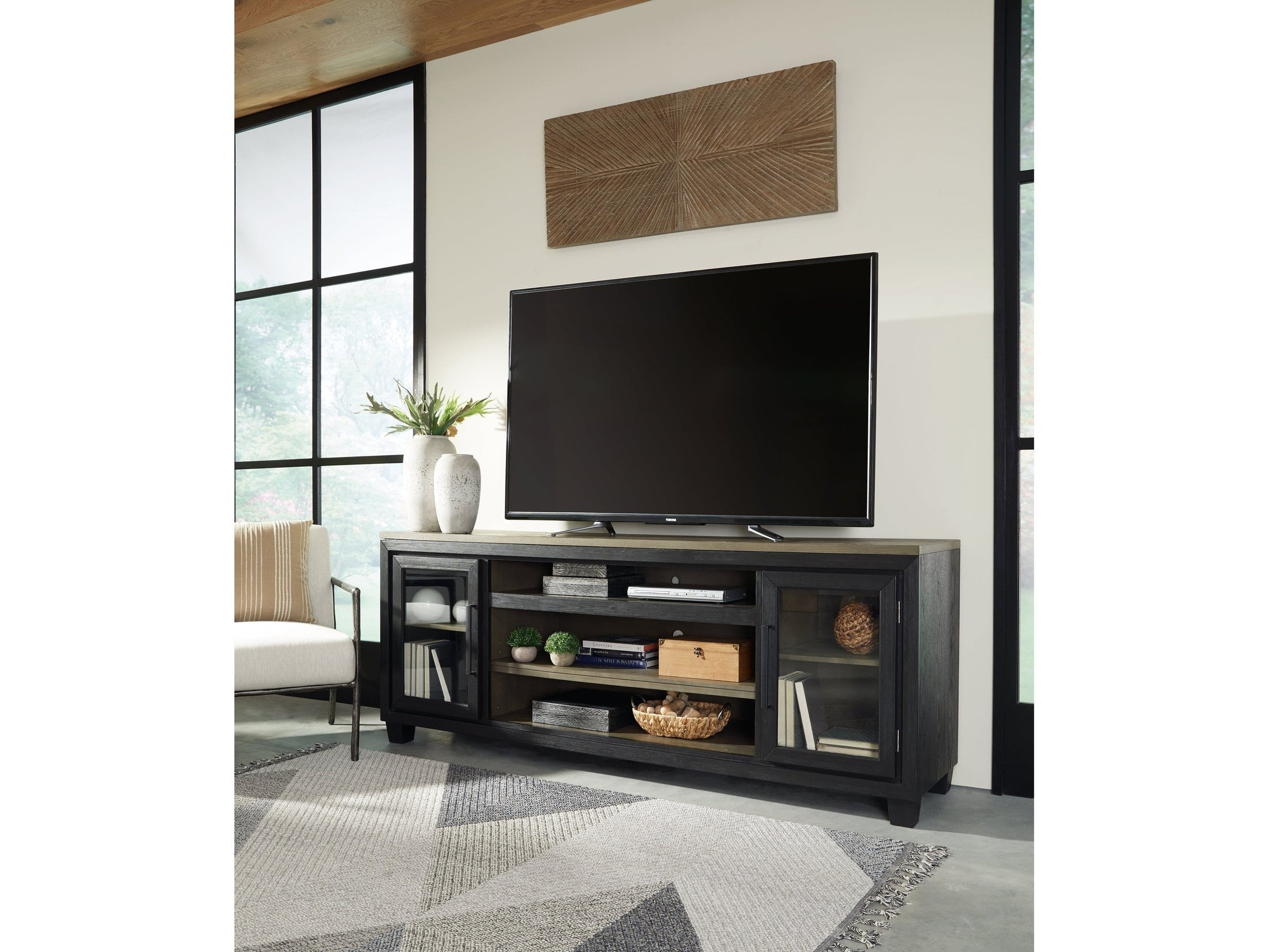 Foyland Black & Brown 83" TV Stand