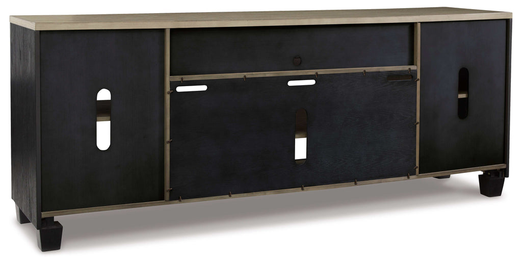 Foyland Black & Brown 83" TV Stand w/ Electric Fireplace Insert