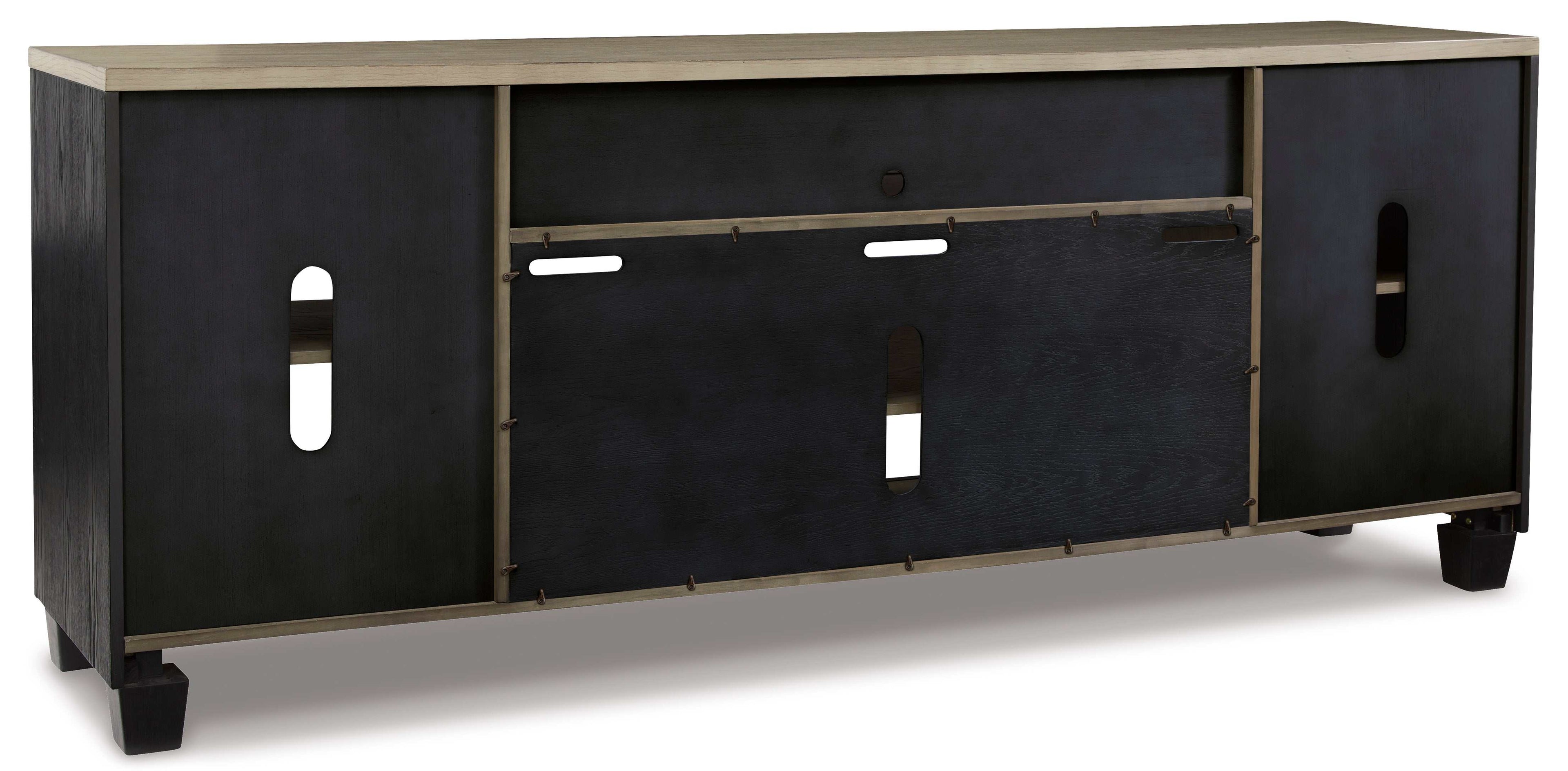 Foyland Black & Brown 83" TV Stand w/ Electric Fireplace Insert
