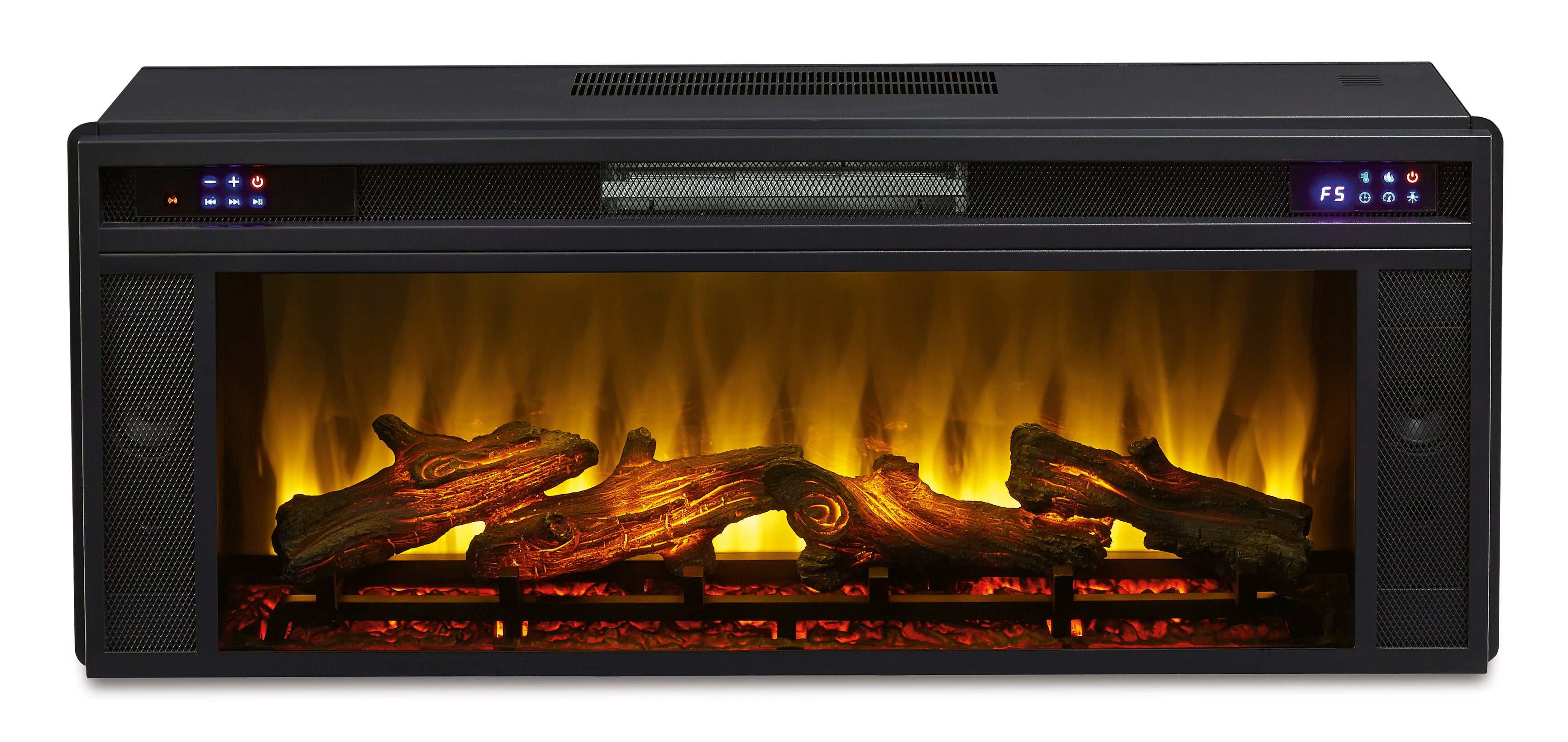 Foyland Black & Brown 83" TV Stand w/ Electric Fireplace Insert