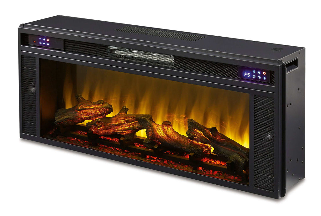 Foyland Black & Brown 83" TV Stand w/ Electric Fireplace Insert