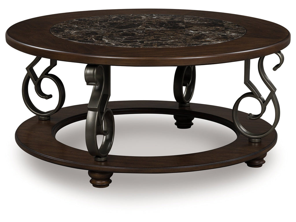 Frallyn Dark Brown Round Cocktail Table