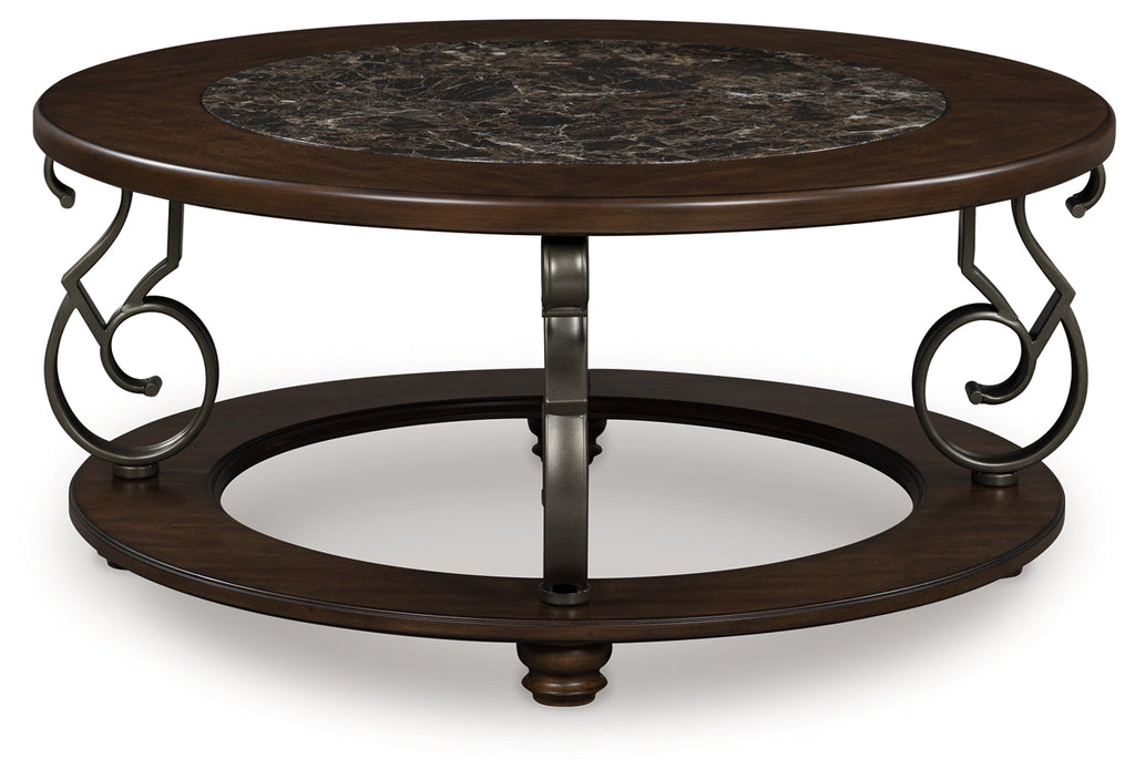 Frallyn Dark Brown Round Cocktail Table