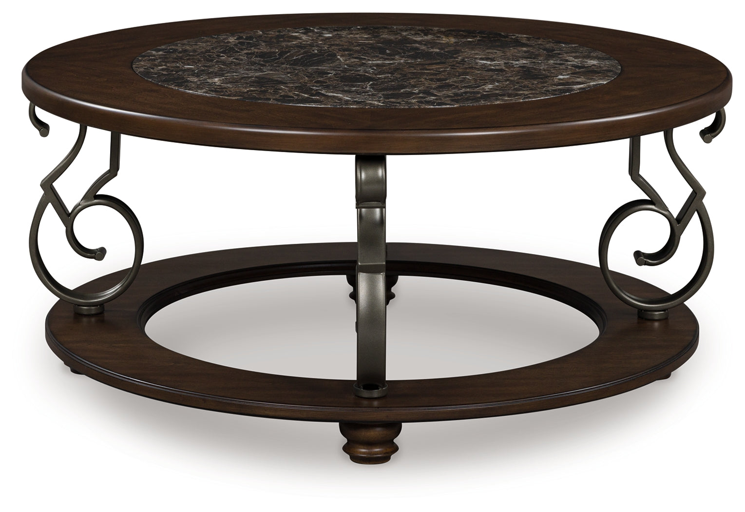 Frallyn Dark Brown Round Cocktail Table