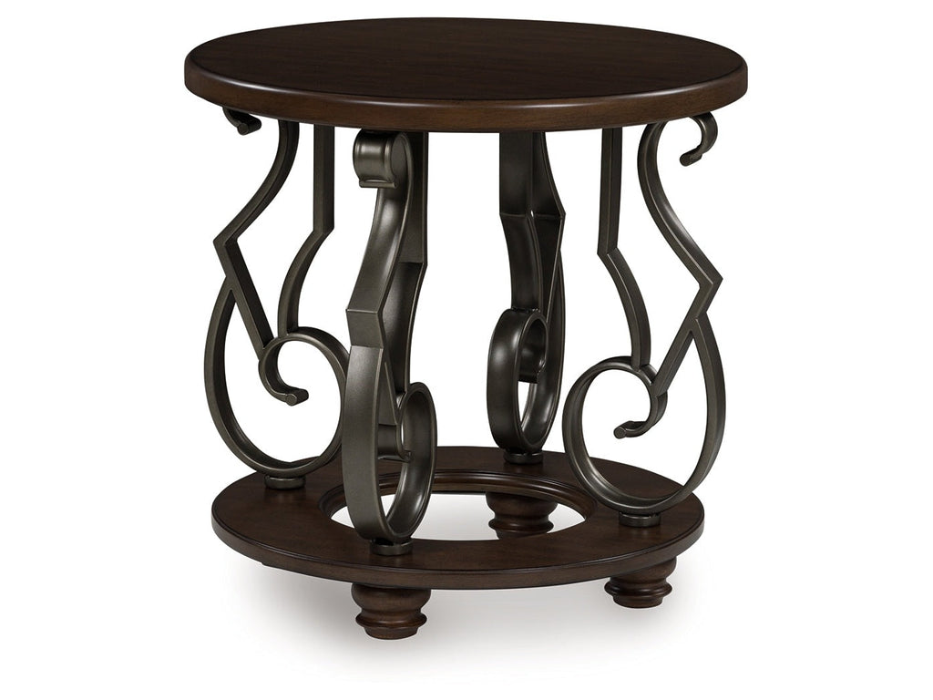 Frallyn Dark Brown Round End Table