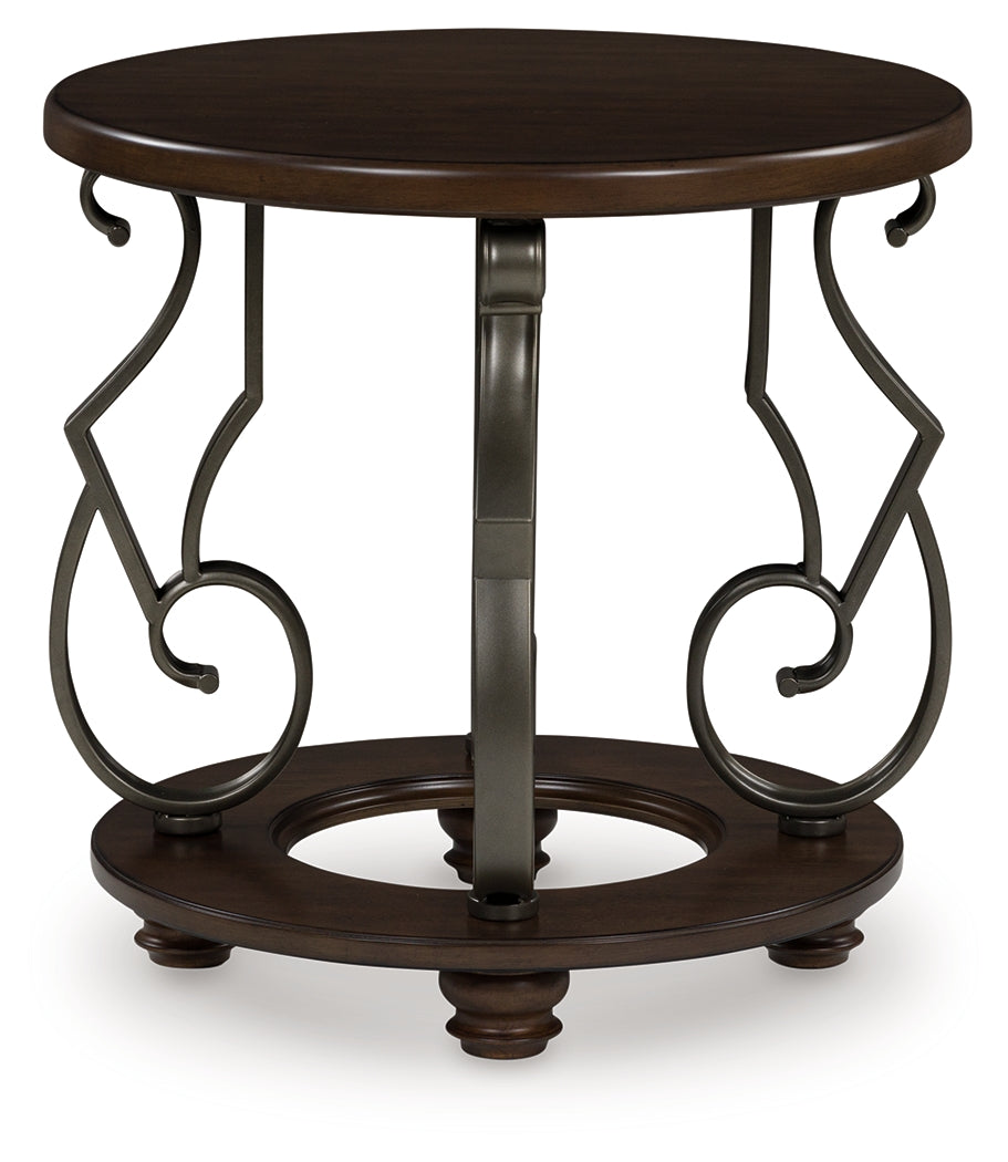 Frallyn Dark Brown Round End Table
