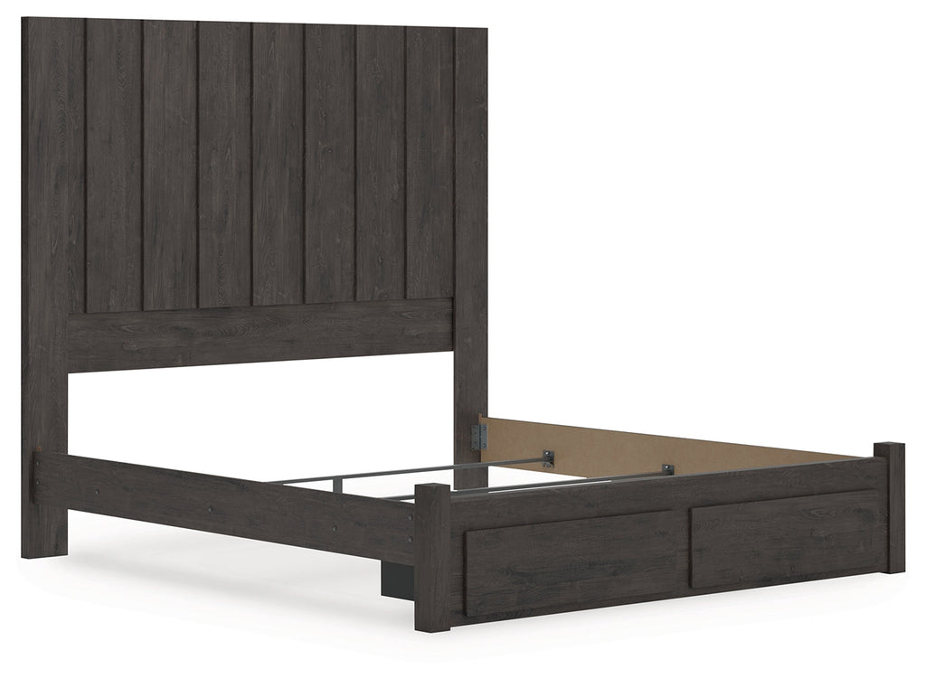 Fraluna Charcoal King Panel Storage Bed