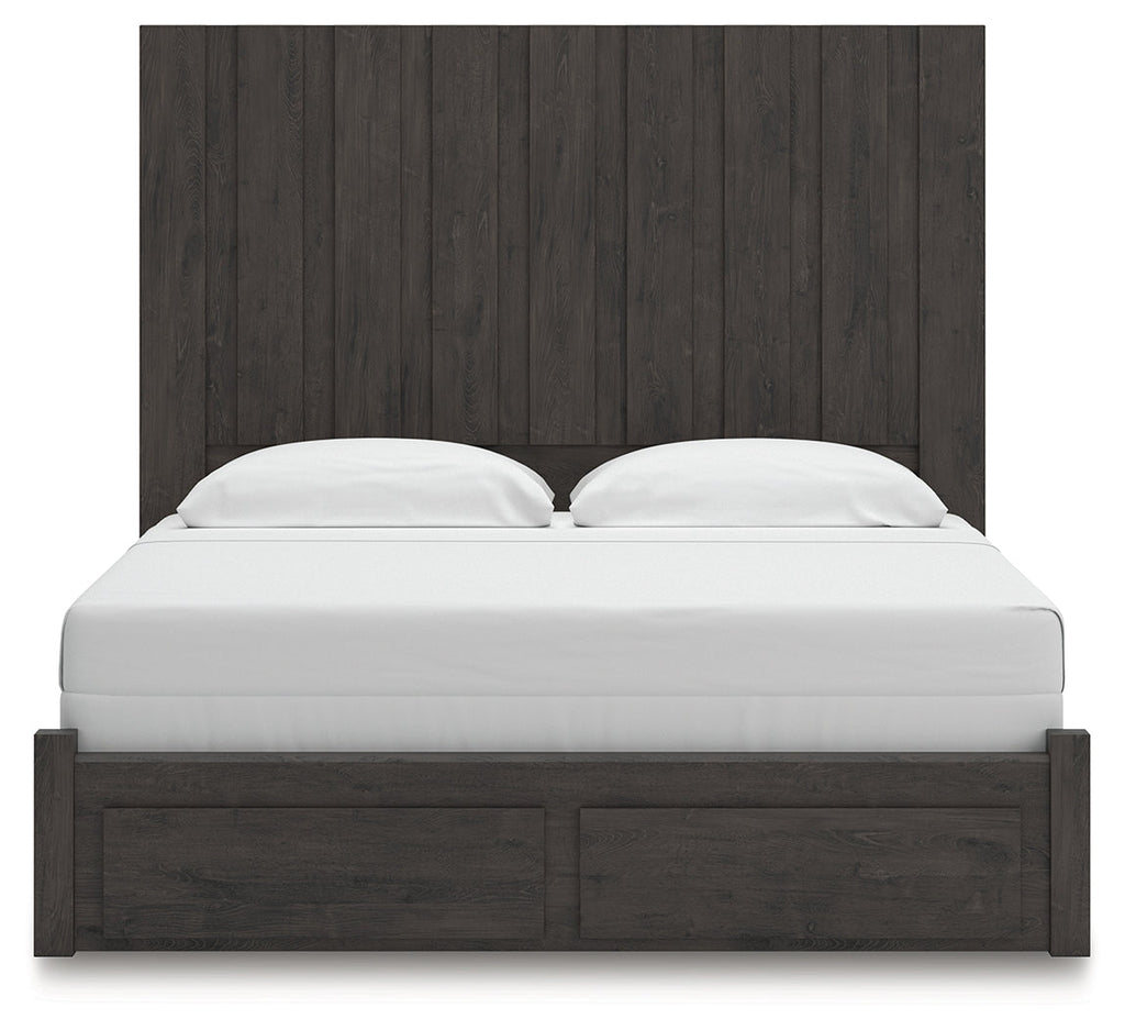 Fraluna Charcoal King Panel Storage Bed