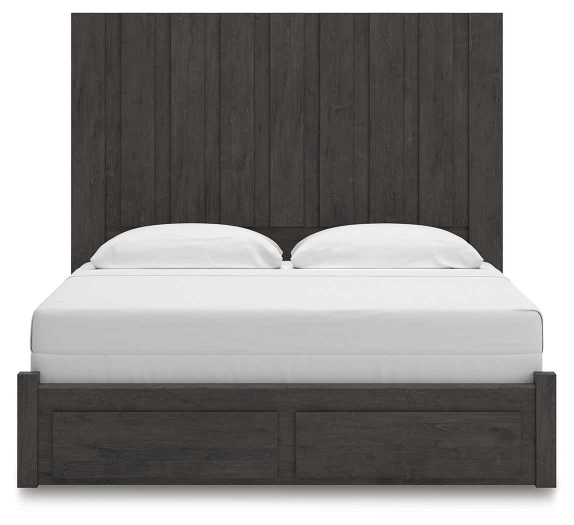 Fraluna Charcoal King Panel Storage Bed