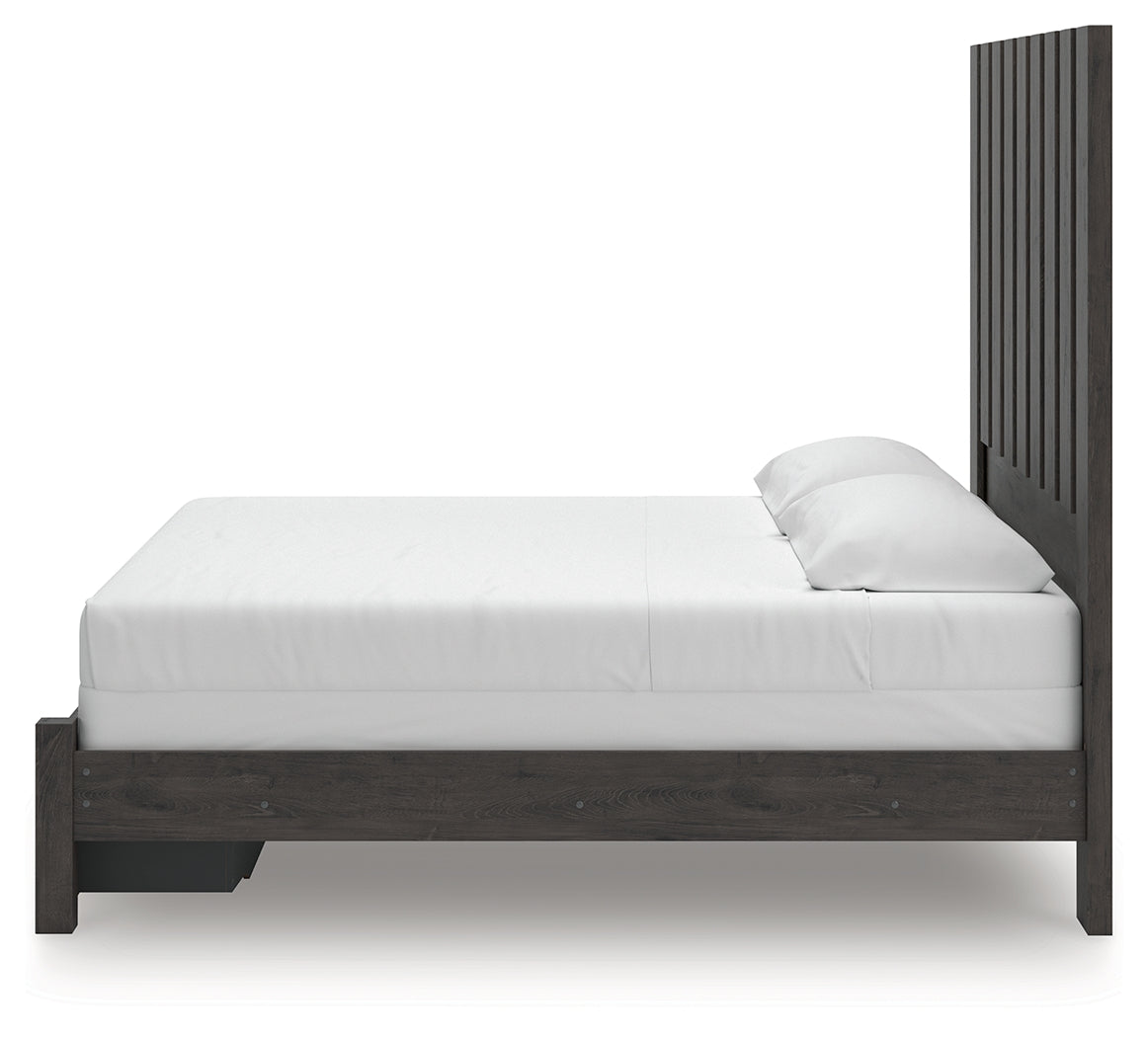 Fraluna Charcoal King Panel Storage Bed