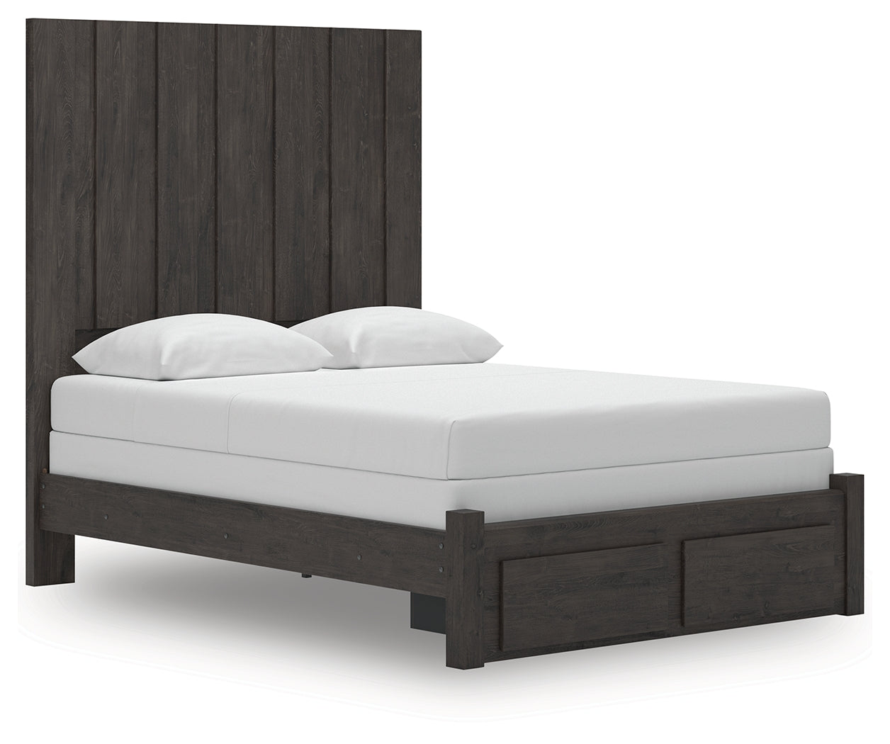 Fraluna Charcoal Queen Panel Storage Bed, Dresser and Mirror