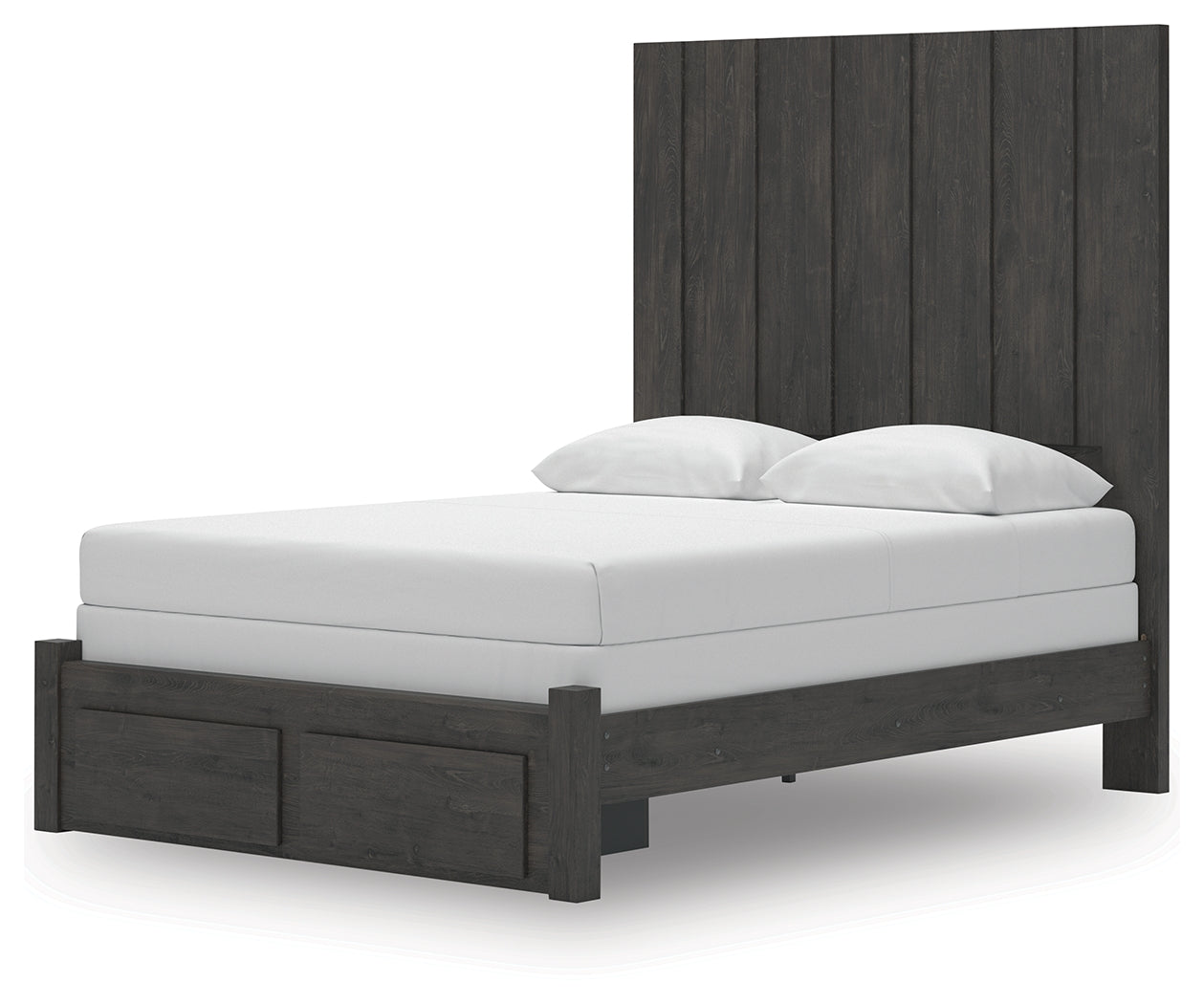 Fraluna Charcoal Queen Panel Storage Bed, Dresser and Mirror