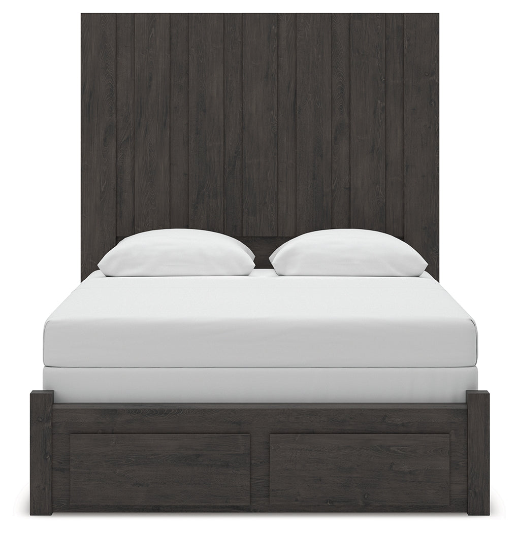 Fraluna Charcoal Queen Panel Storage Bed