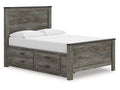 Frandern Black/Gray Full Panel Bed with Storage