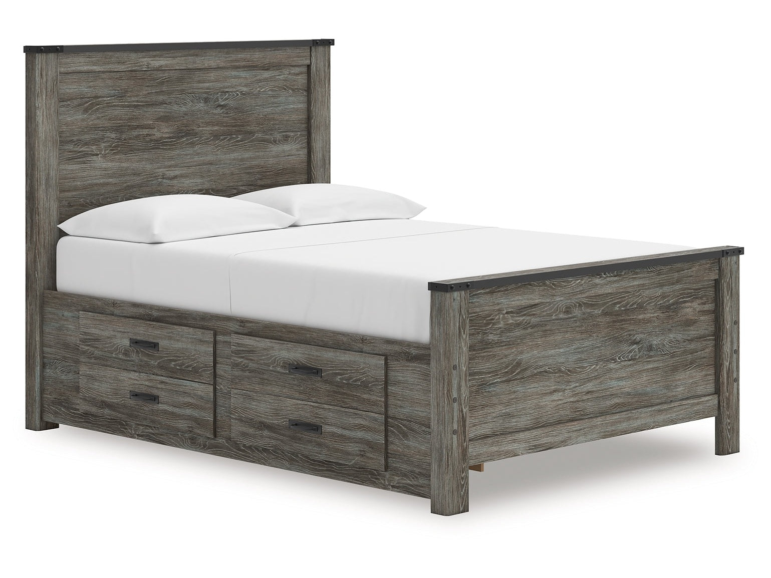 Frandern Black/Gray Full Panel Bed with Storage