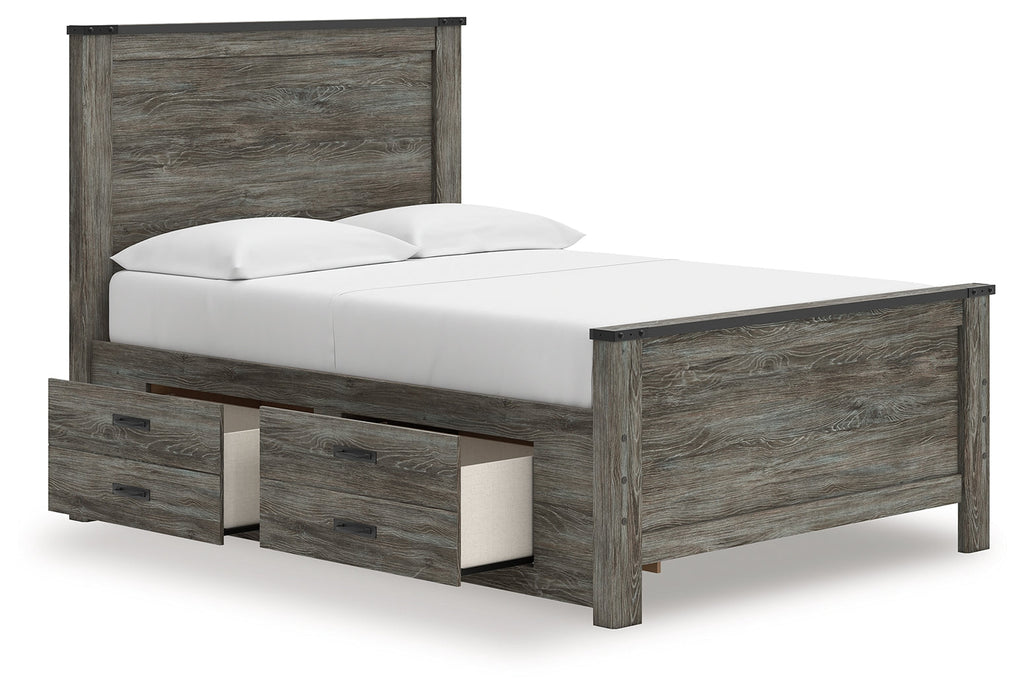 Frandern Black/Gray Full Panel Bed with Storage