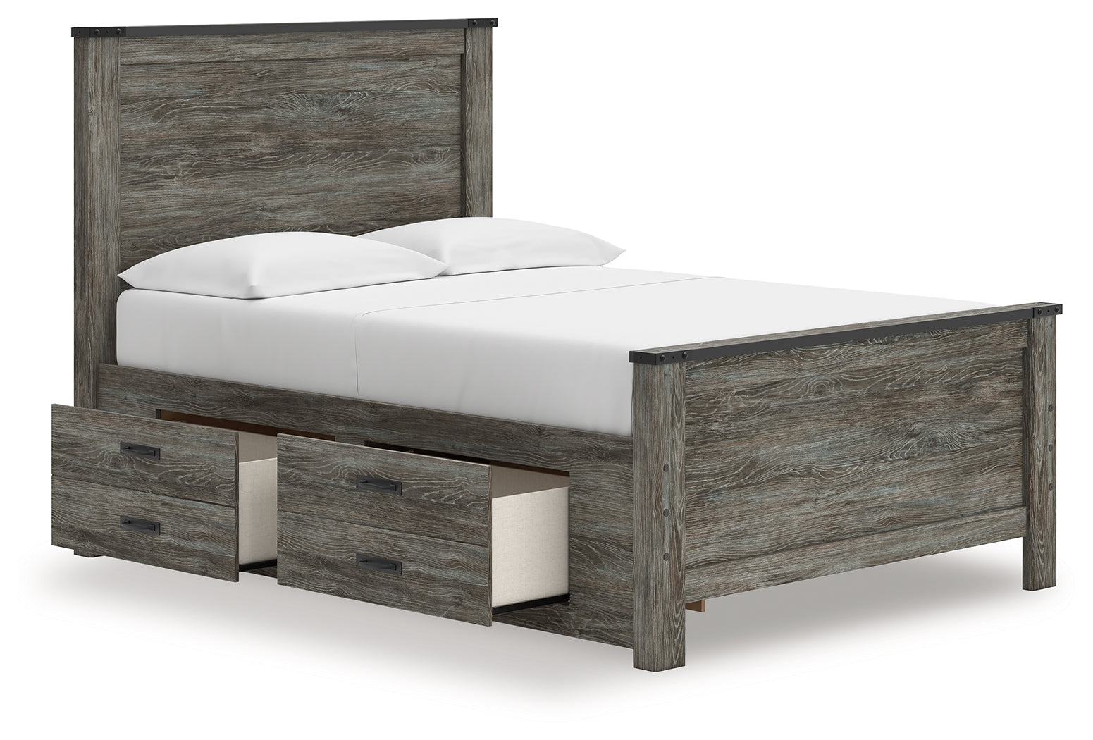 Frandern Black/Gray Full Panel Bed with Storage