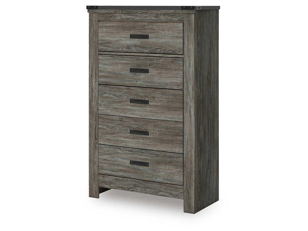 Frandern Gray Five Drawer Chest