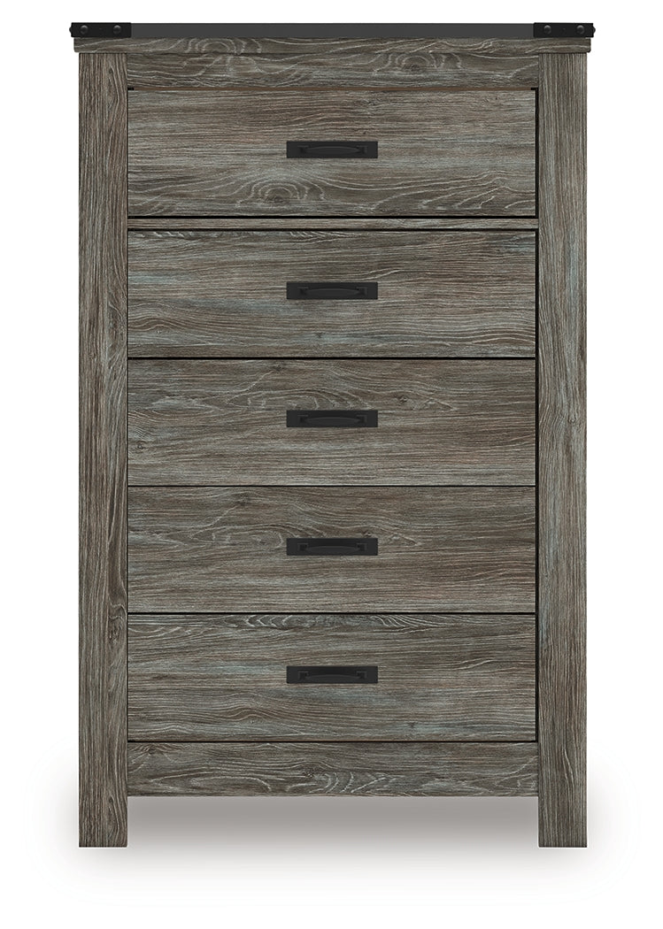 Frandern Gray Five Drawer Chest