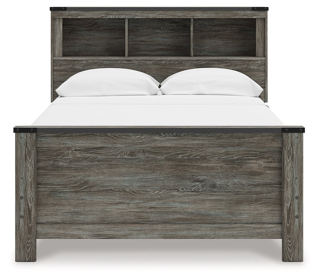 Frandern Gray Full Bookcase Bed, Dresser and Mirror