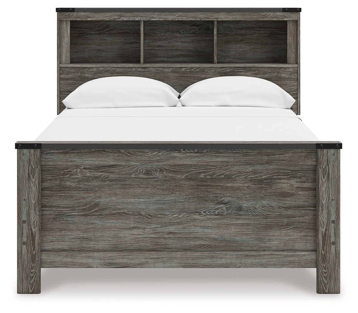 Frandern Gray Full Bookcase Bed, Dresser and Mirror