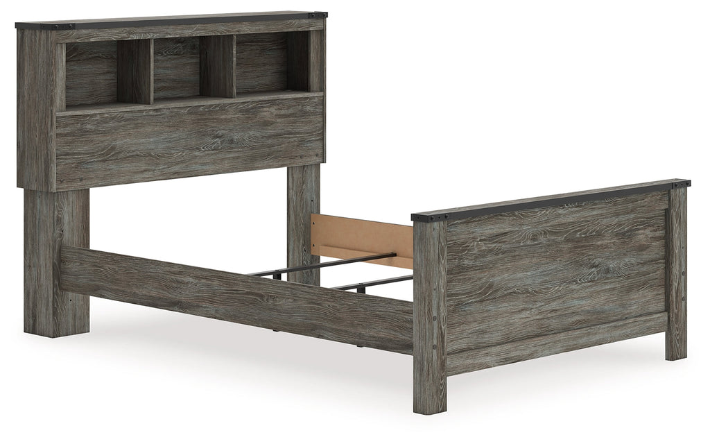 Frandern Gray Full Bookcase Bed, Dresser and Mirror