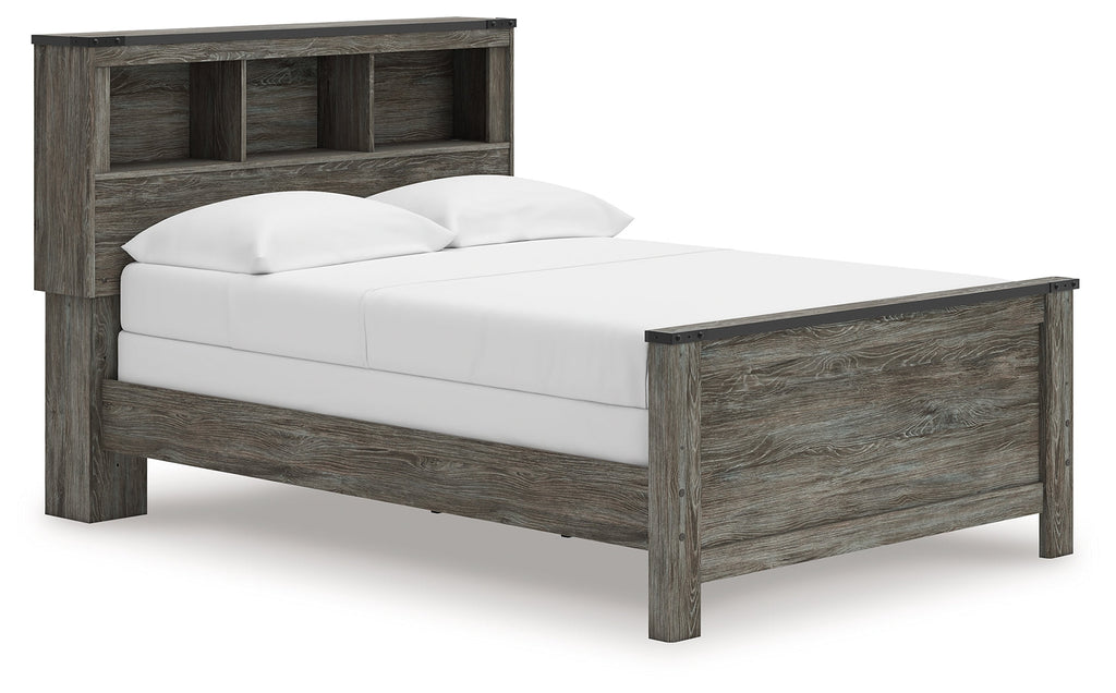 Frandern Gray Full Bookcase Bed, Dresser and Mirror