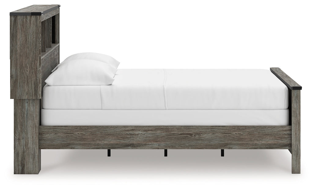 Frandern Gray Full Bookcase Bed, Dresser and Mirror