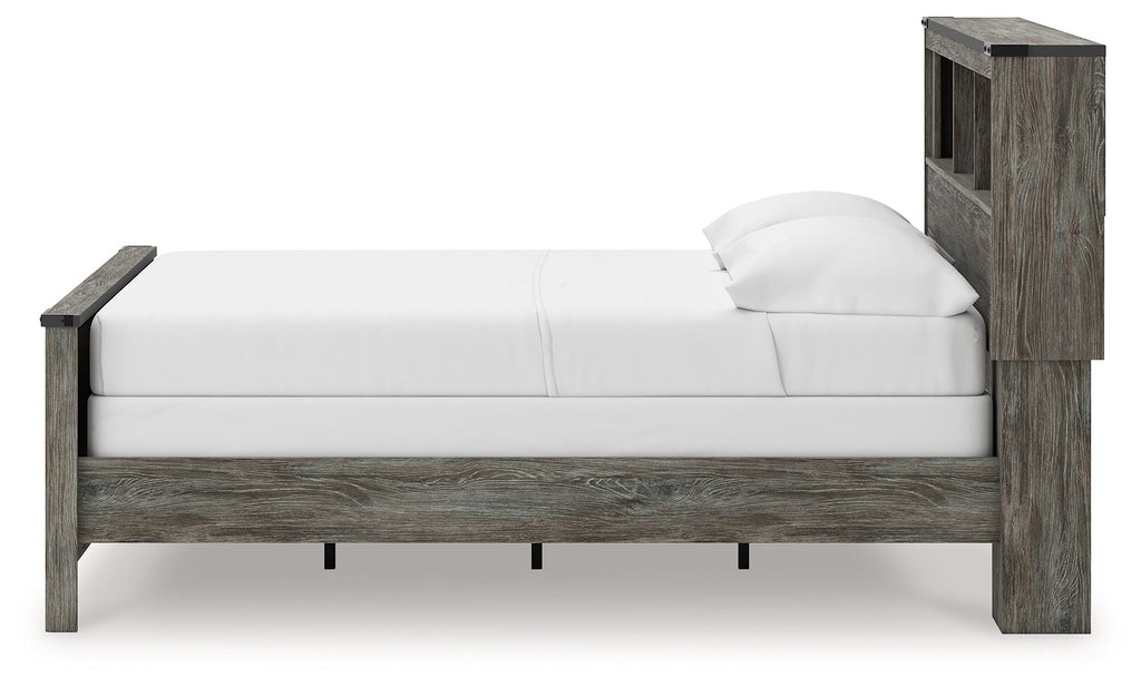 Frandern Gray Full Bookcase Bed, Dresser and Mirror