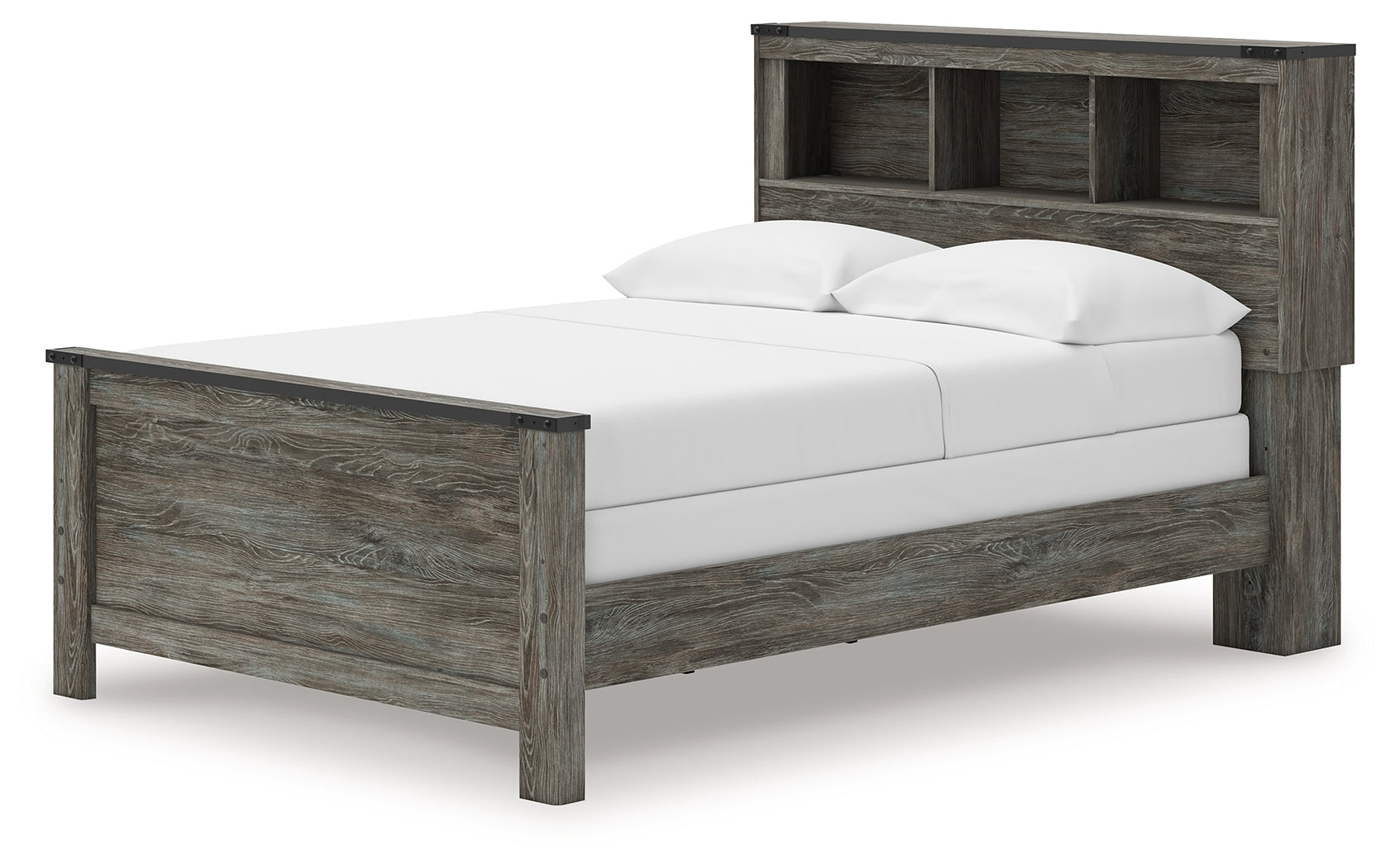 Frandern Gray Full Bookcase Bed, Dresser and Mirror