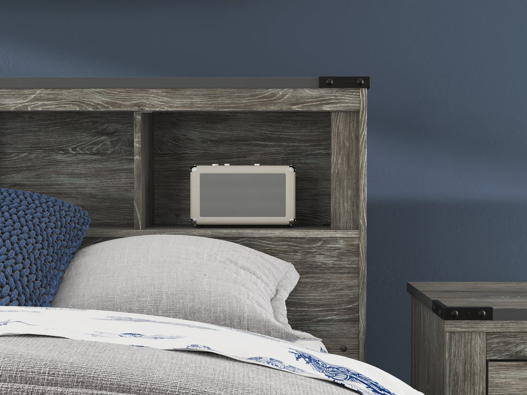 Frandern Gray Full Bookcase Bed, Dresser and Mirror