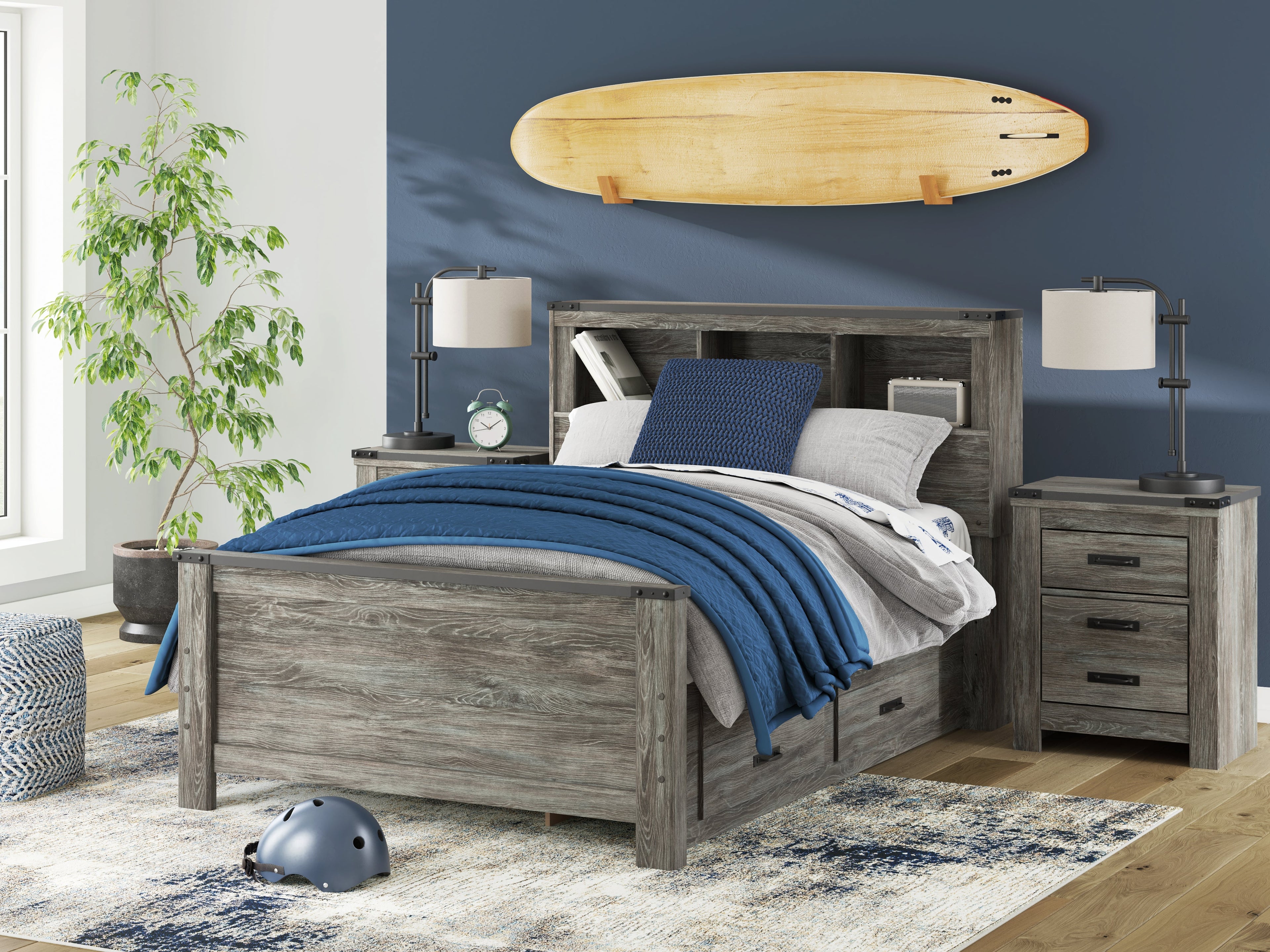 Frandern Full Bookcase Bed, Gray