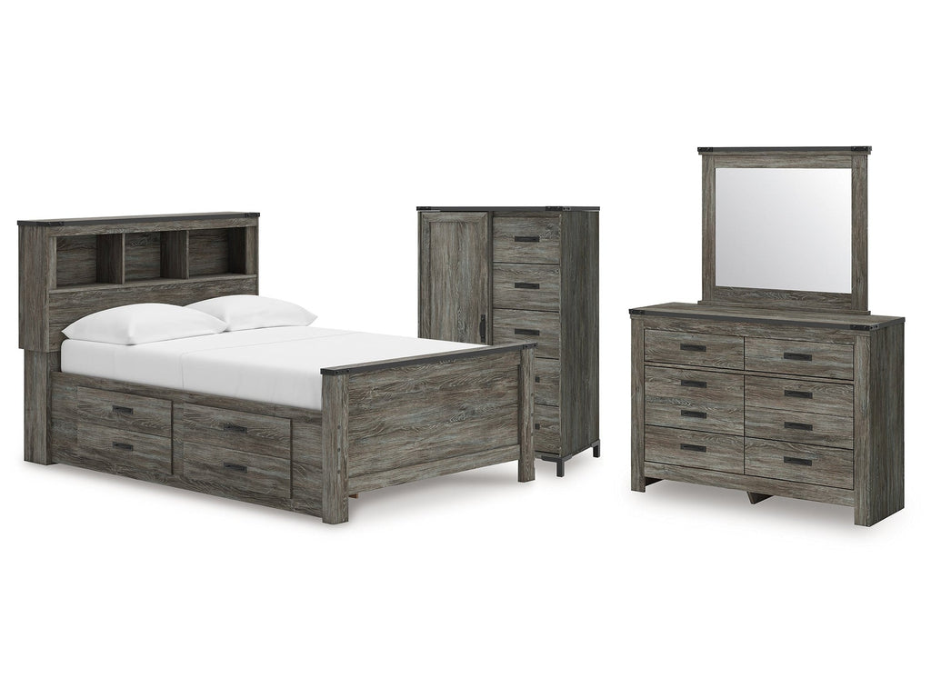 Frandern Full Bookcase Panel Bed, Gray