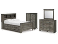 Frandern Full Bookcase Panel Bed, Gray