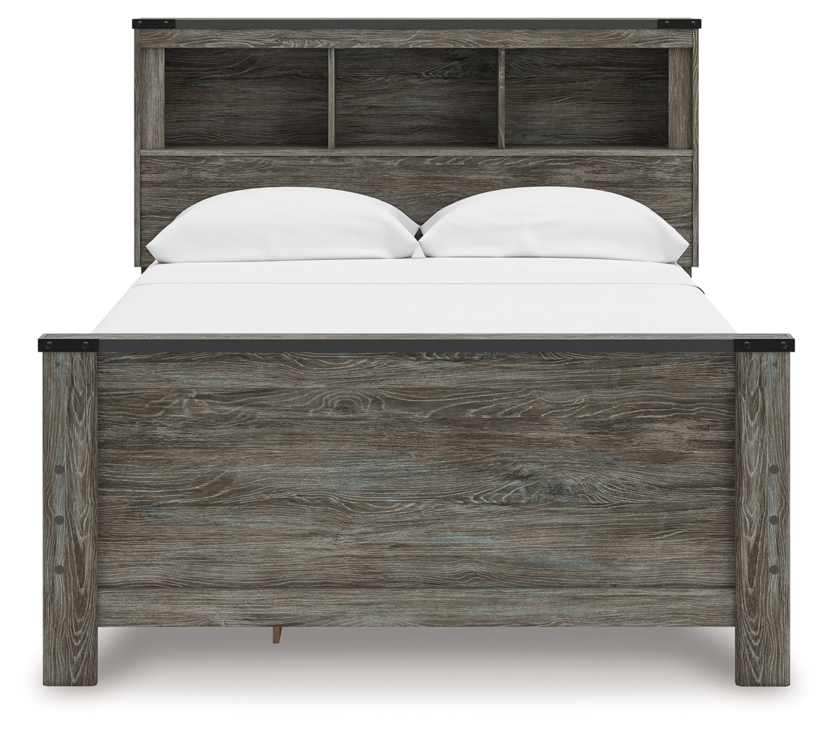 Frandern Full Bookcase Panel Bed, Gray